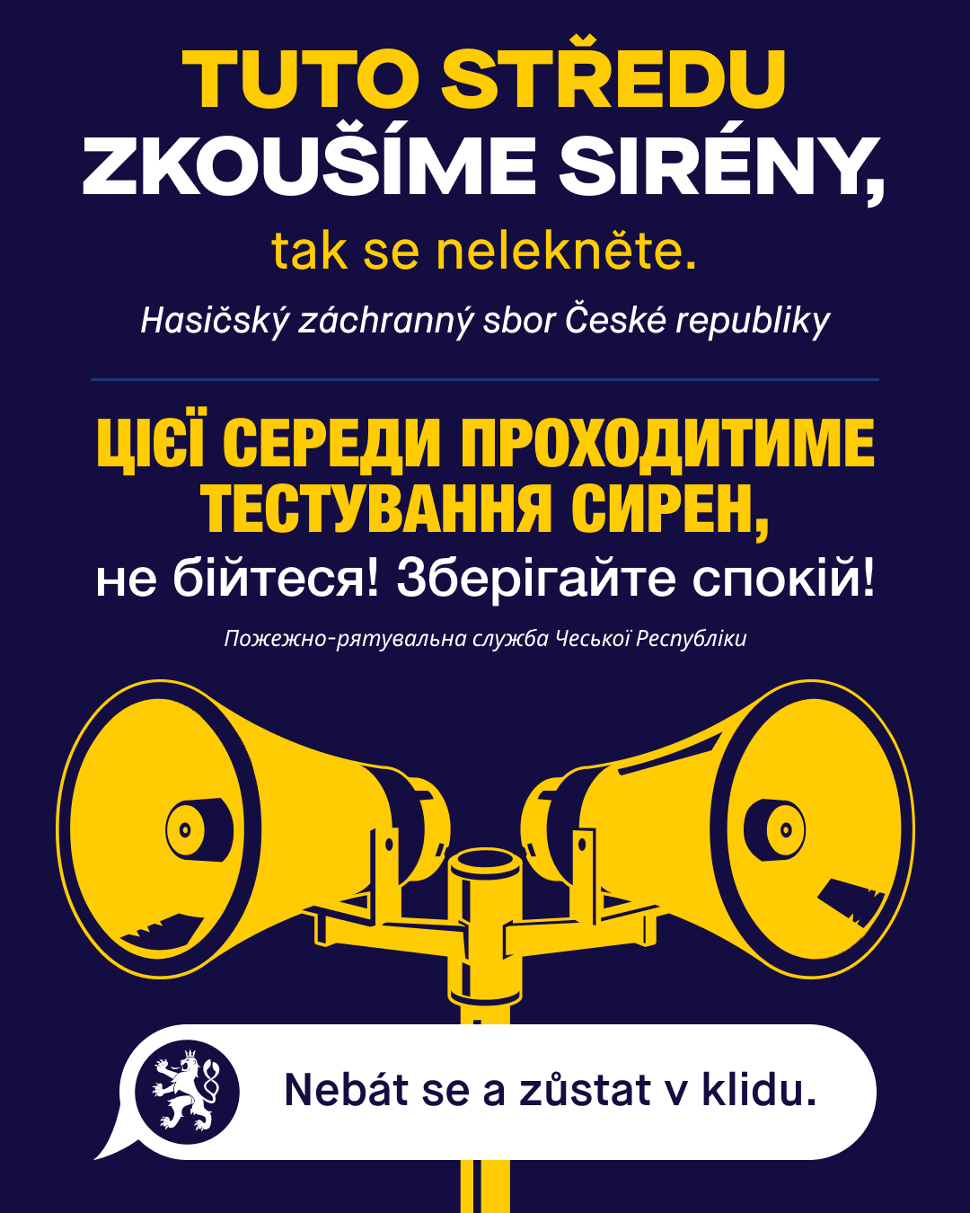 informační leták - zkoušky sirén